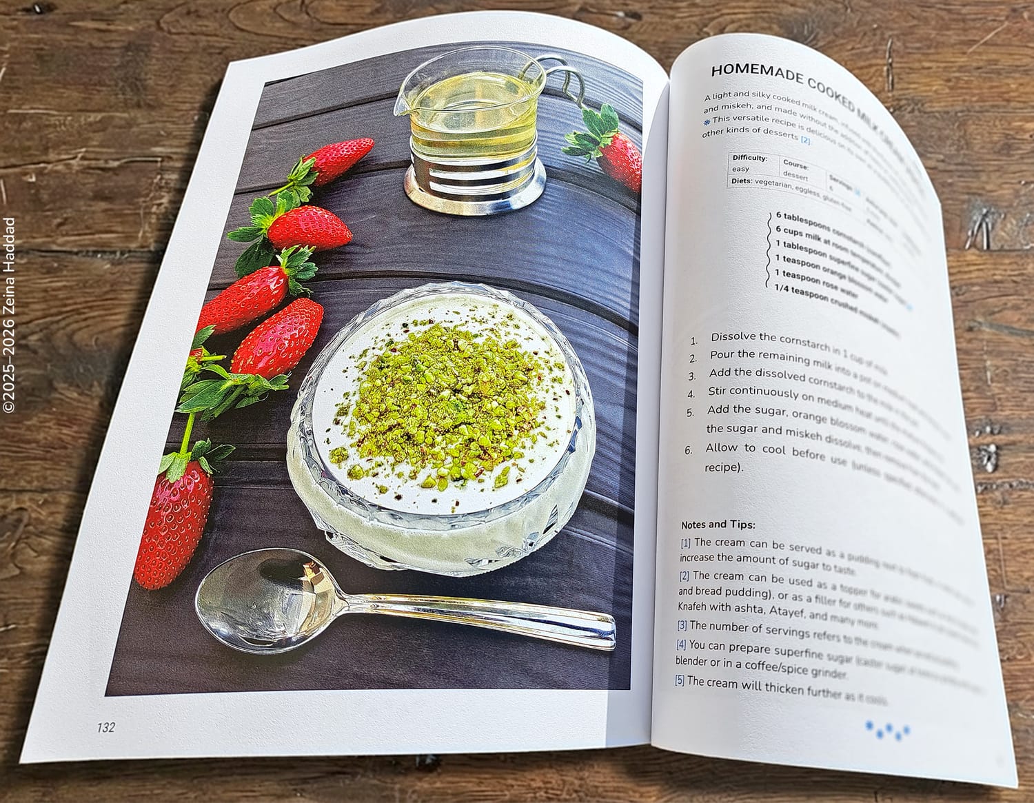 Homemade Cooked Milk Cream (Ashta) from main dishes and desserts book by zeina haddad