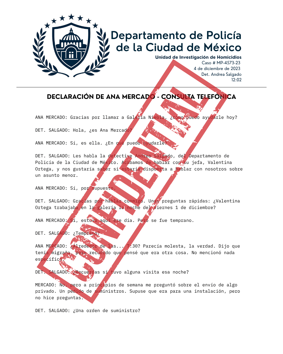 Página del expediente en español — sección 4