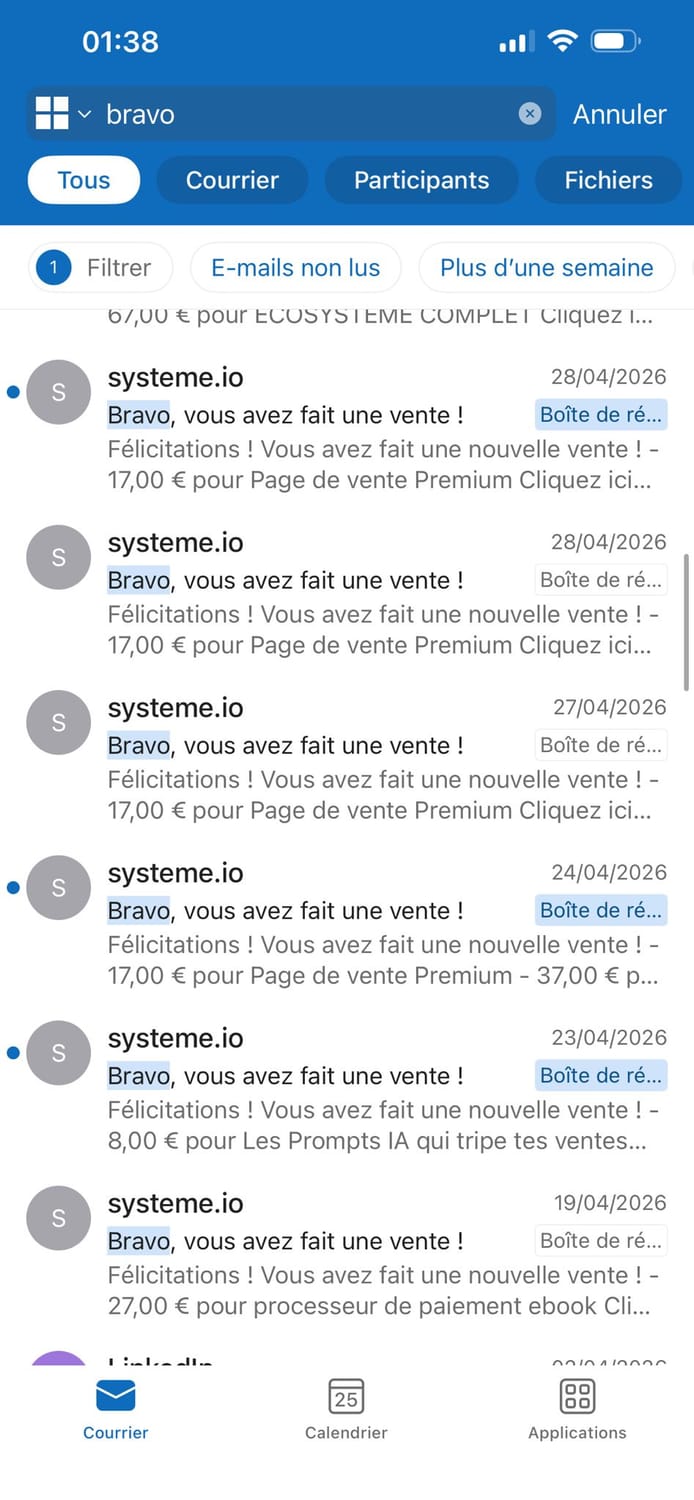 Notifications de ventes Système.io