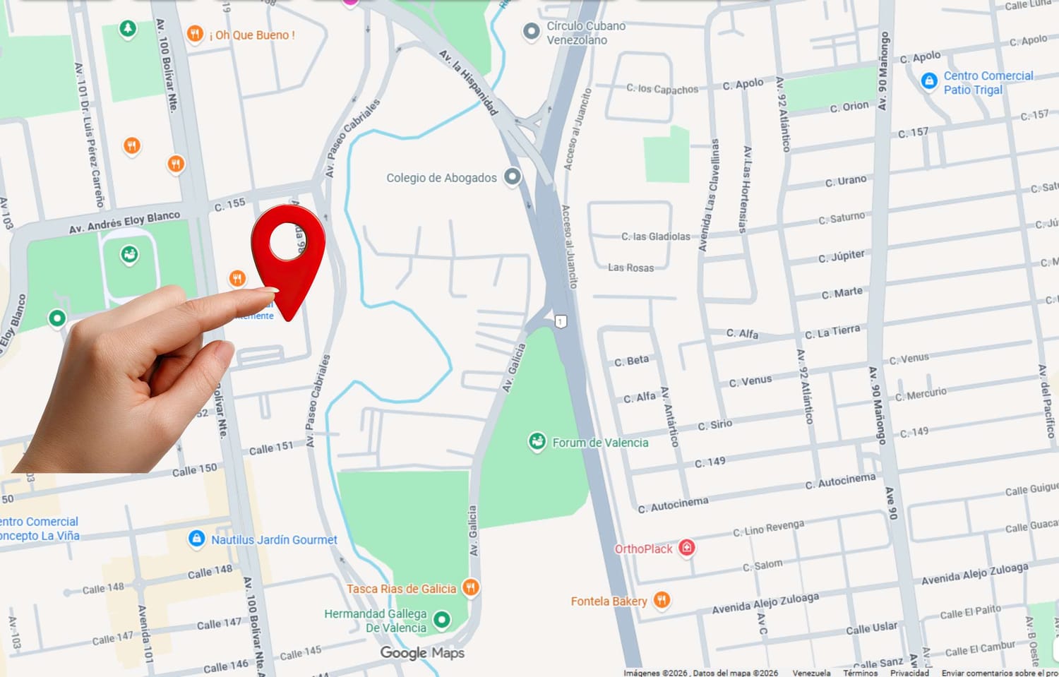 Mapa de ubicación del Gimnasio Tarkus.