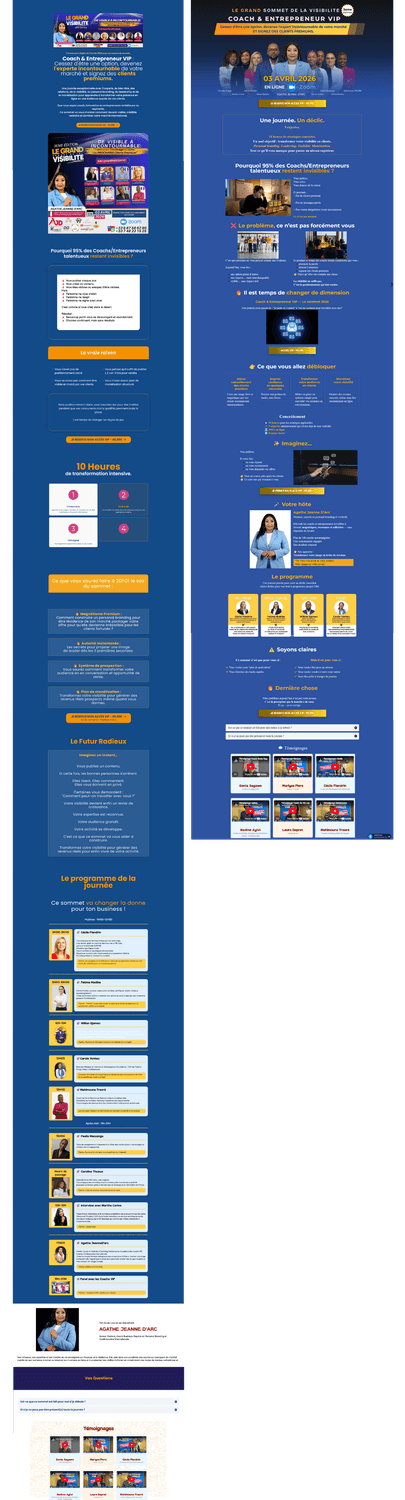 Avant Après d'une landing page sur systeme.io pour un évènement par Mialisoa de Mia Liberty System