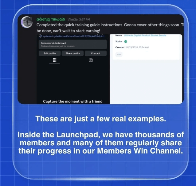 Member screenshot showing three sales in a day