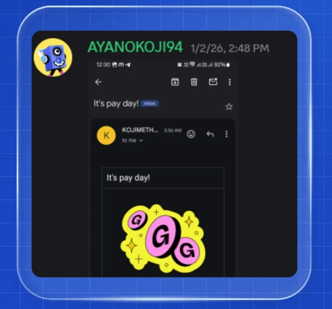 Member screenshot showing pay day