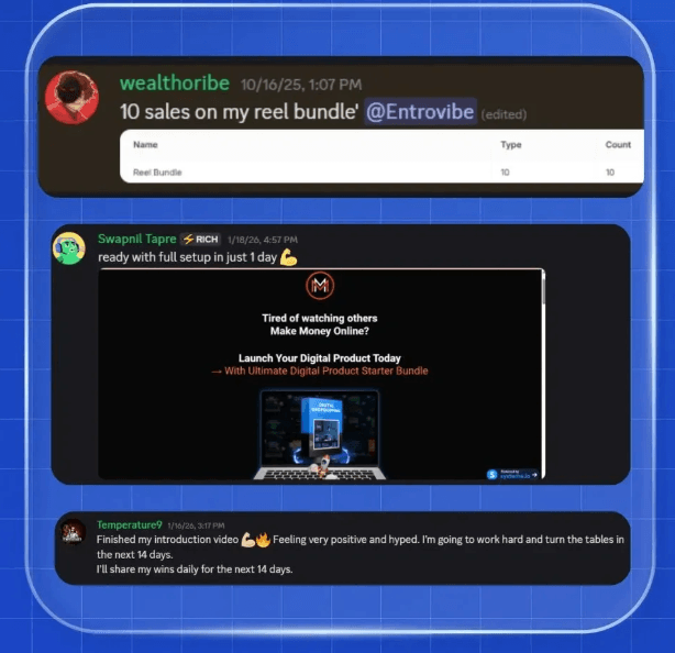 Member progress and encouragement screenshot