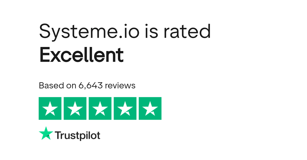 systeme.io's trustpilot rating (4.8 stars from 411 reviews)