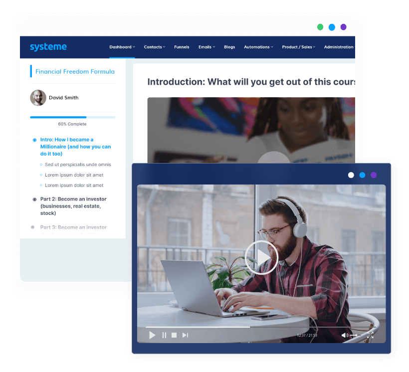 systeme.io's editor with color picker