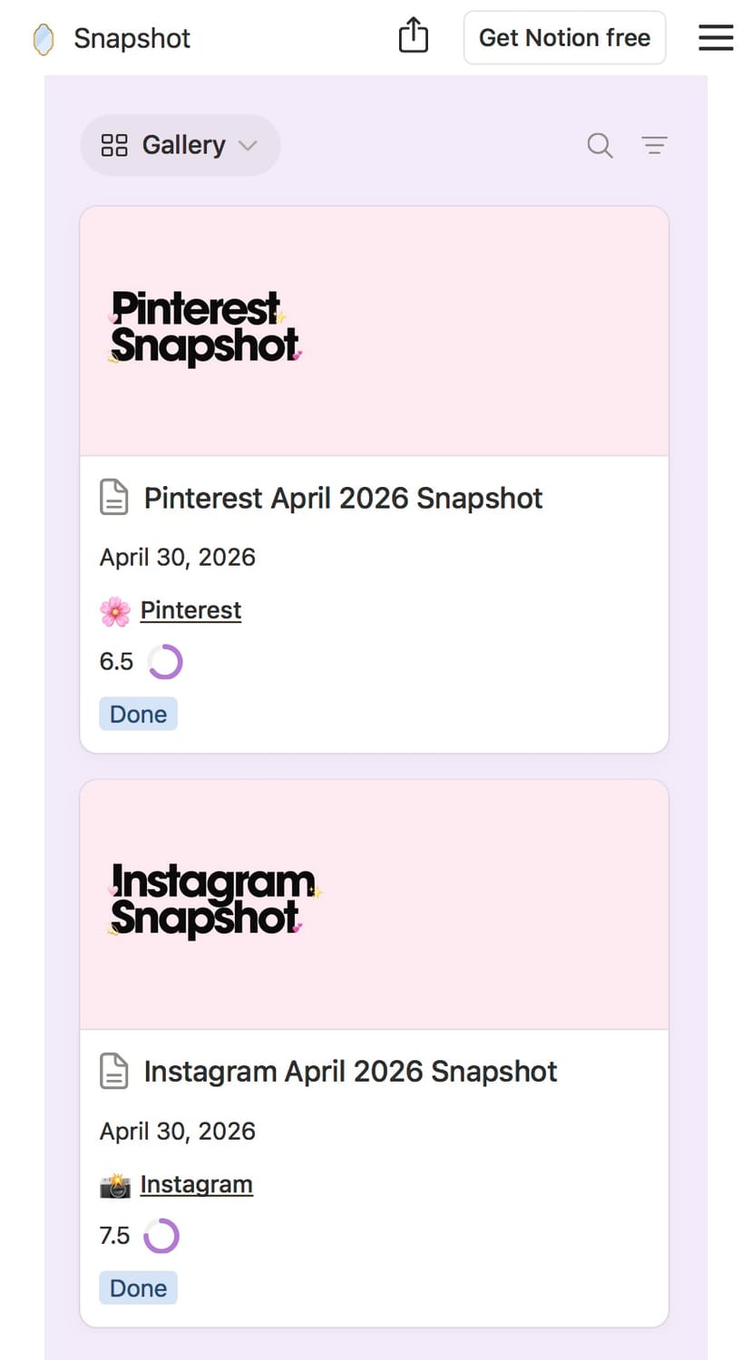 Snapshot space in The Content System