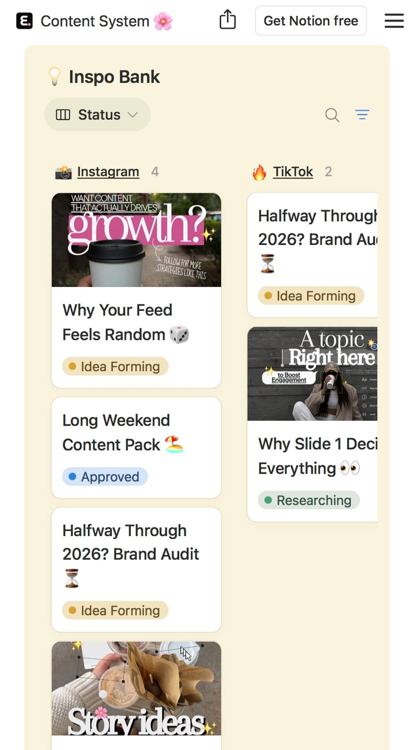 Inspos space in The Content System