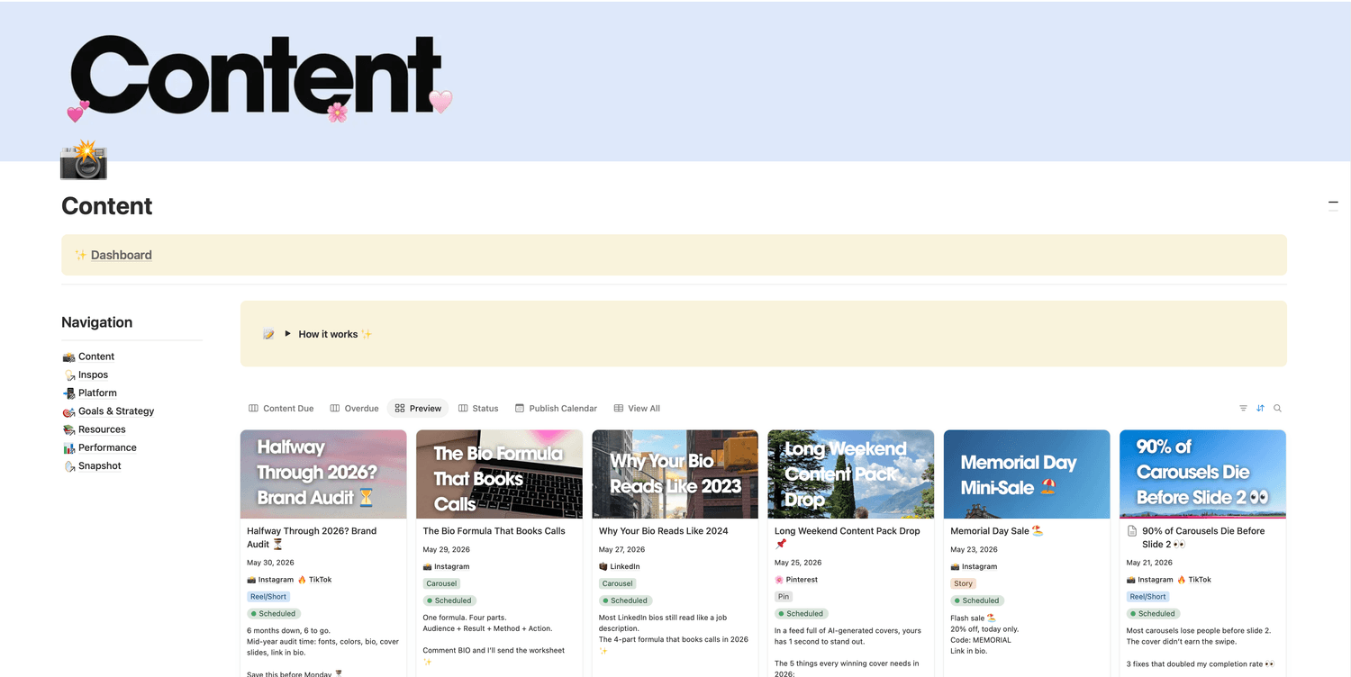 The Content page inside The Content System