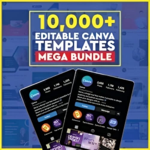 Icon representing the 10000± Canva editable Templates included in the Pixel Flow bundle.