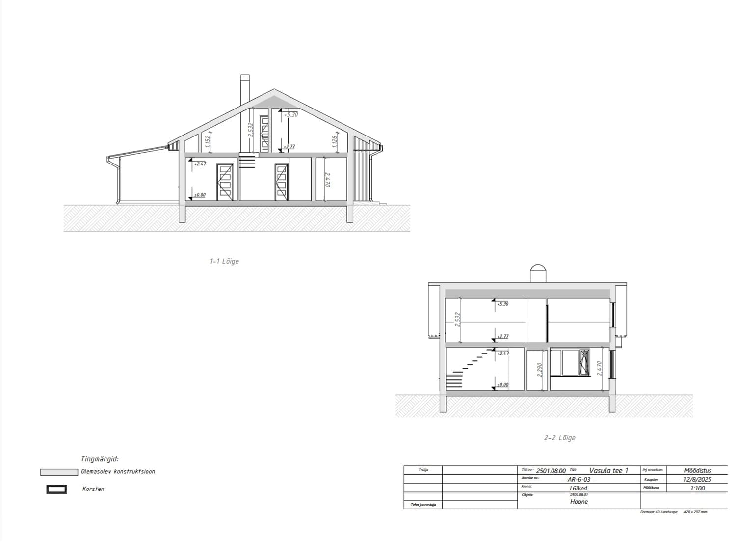 maja plaanid ja lõiked