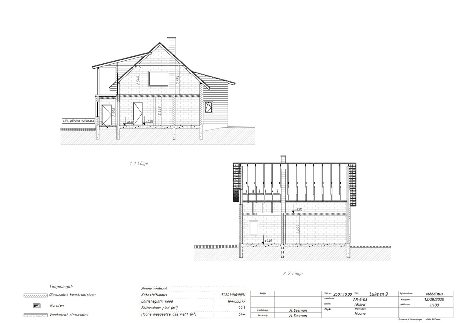 hoone ristlõige plaanidel