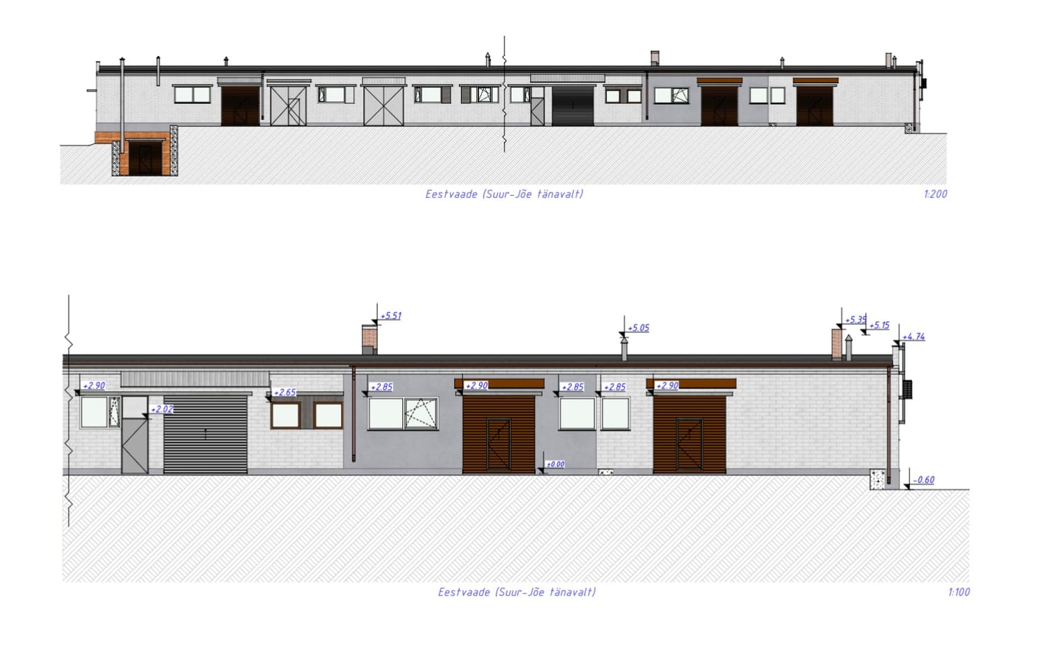 hoone fassaadi arhitektuursed vaated