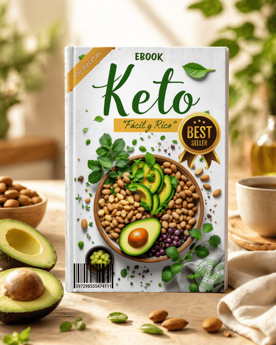 Ebook digital 100 recetas keto fáciles para organizar comidas bajas en carbohidratos