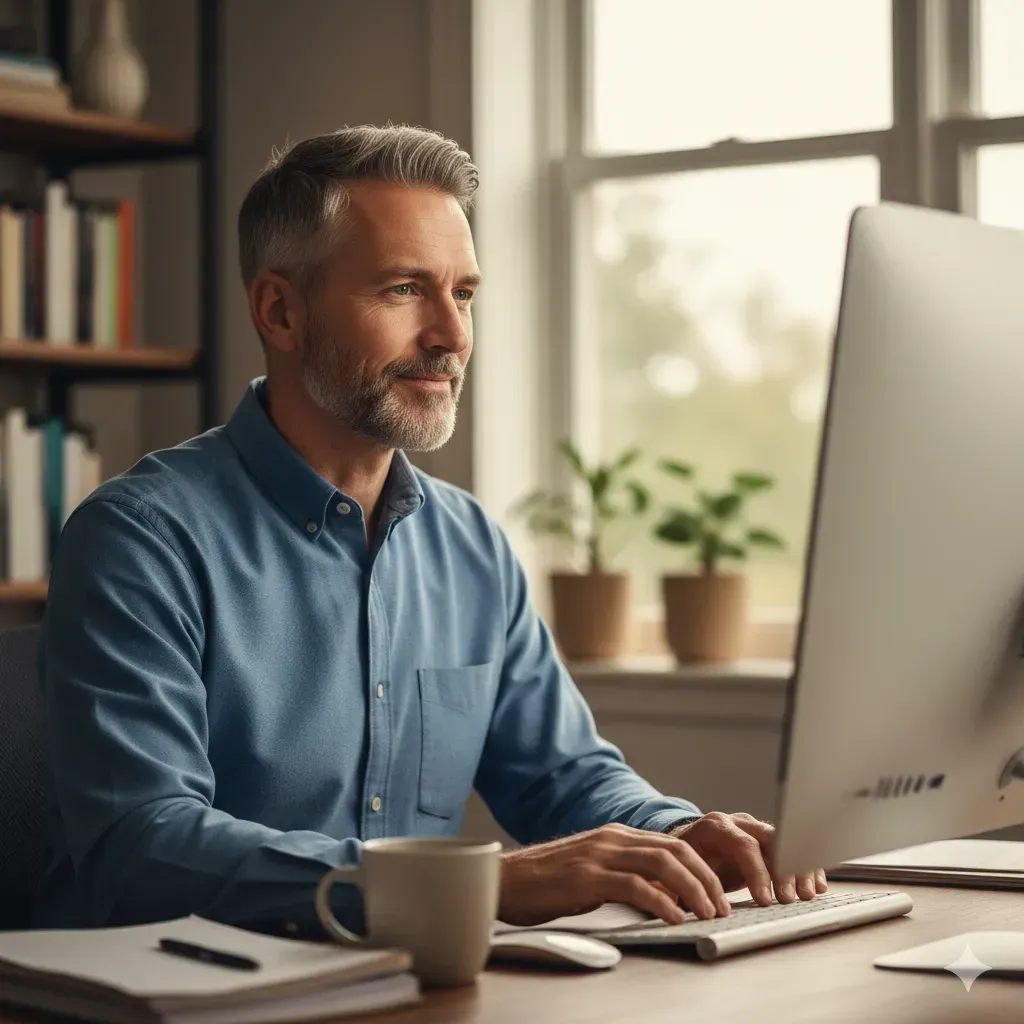 Man with improved focus at work thanks to Audifort
