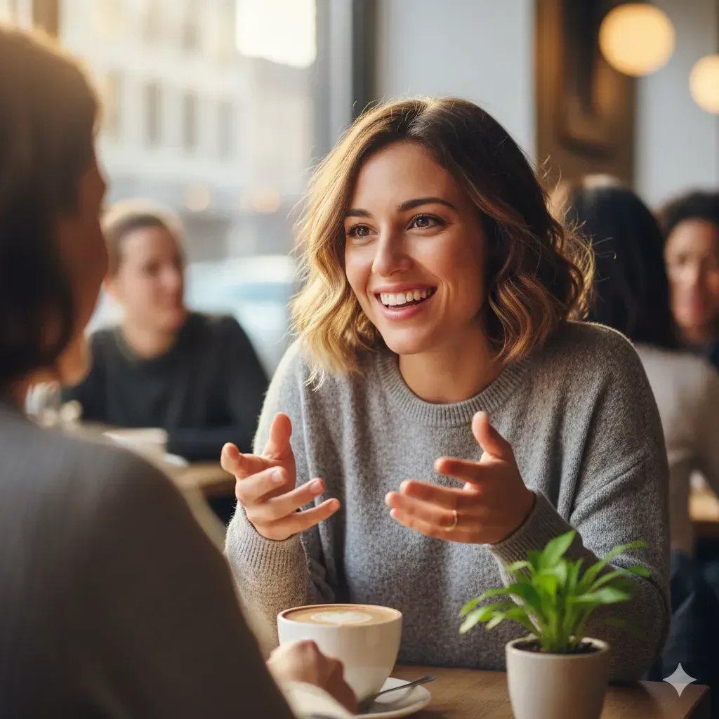 Woman enjoying social interaction, better mood with Audifort