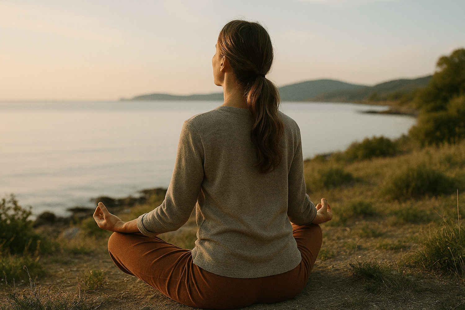 Voyageuse hypersensible prenant un moment de pause apaisante en pleine nature