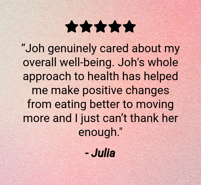 client testimonial above - woman over 40 achieving weight loss results through online fitness coaching