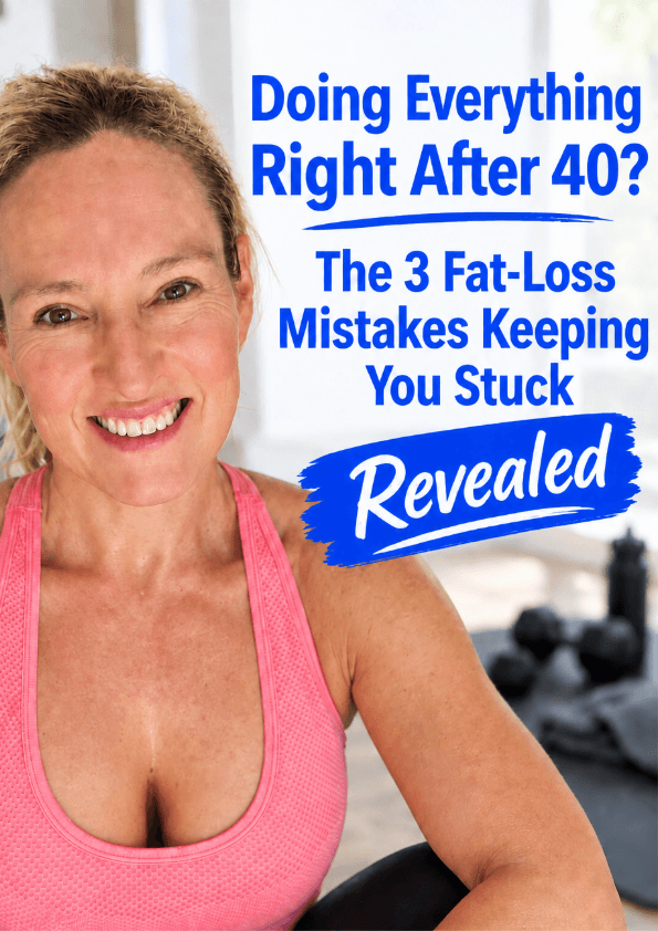 An image of a free guide titled: 3 Big Mistakes Men and Women Over 40 Make When Trying to Lose Fat Revealed. Joh Watt, owner of Total Physique Personal Training in Tamworth, is smiling on the cover.