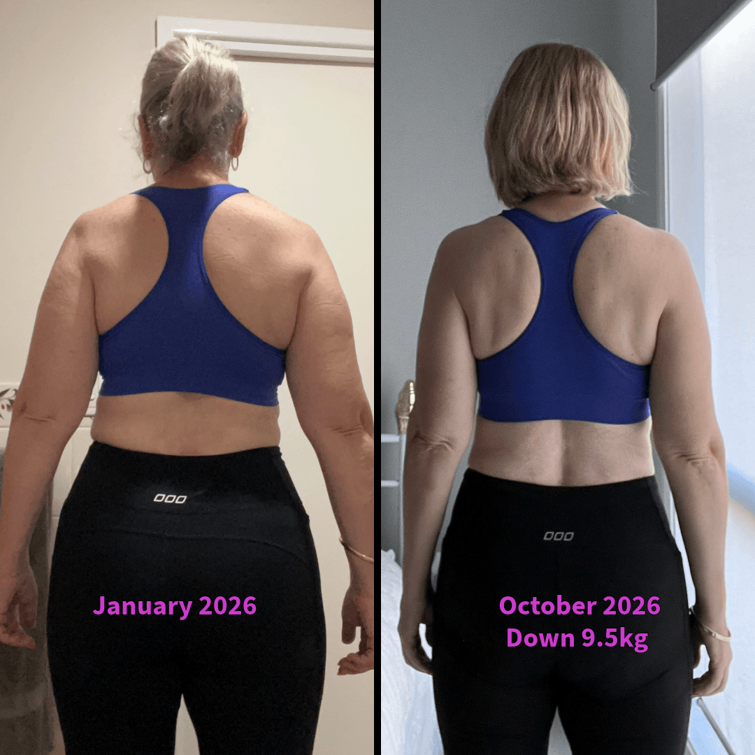 Australian female client over 40 achieving 9.5kg weight loss and muscle gain through Joh Watt's online fitness coaching
