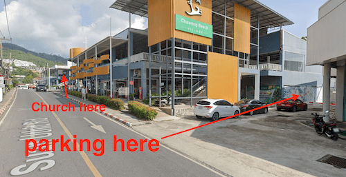 Parking access to Gospel for the Nations church
