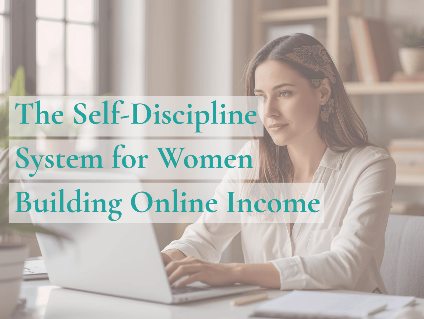 The Remote Income Freedom Model™” online course checkout — minimalist South African-inspired design with a laptop, coffee cup, and muted green and gold color palette conveying calm professionalism.