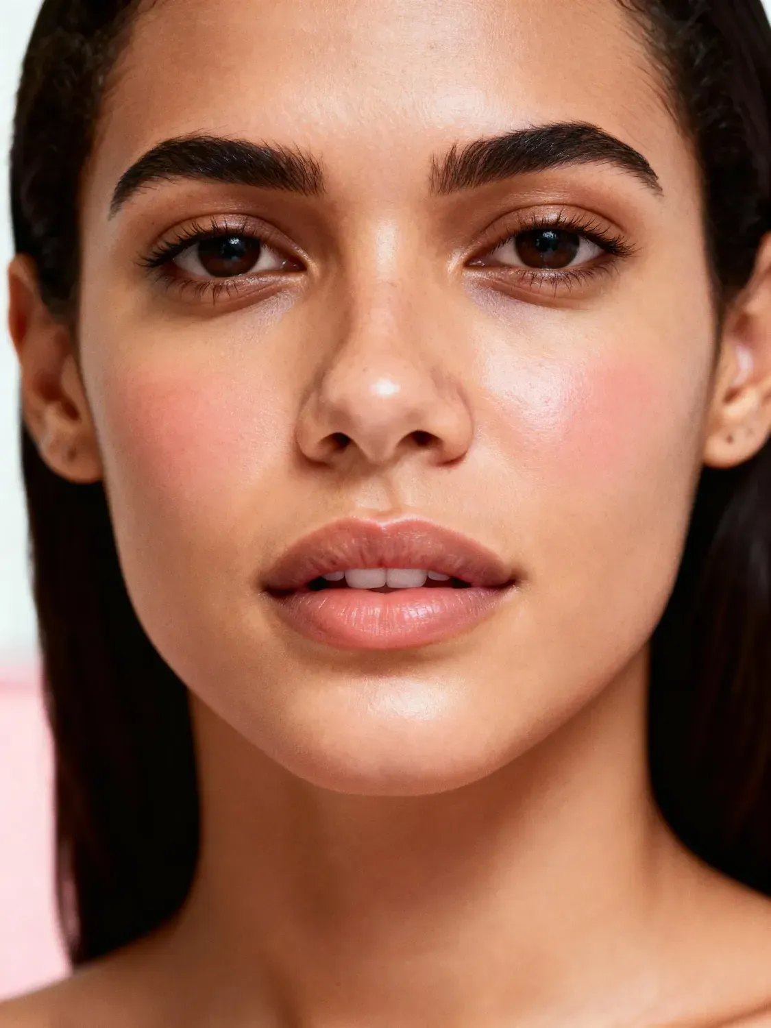 Pele limpa, com poros reduzidos e aparência saudável após a limpeza de pele.