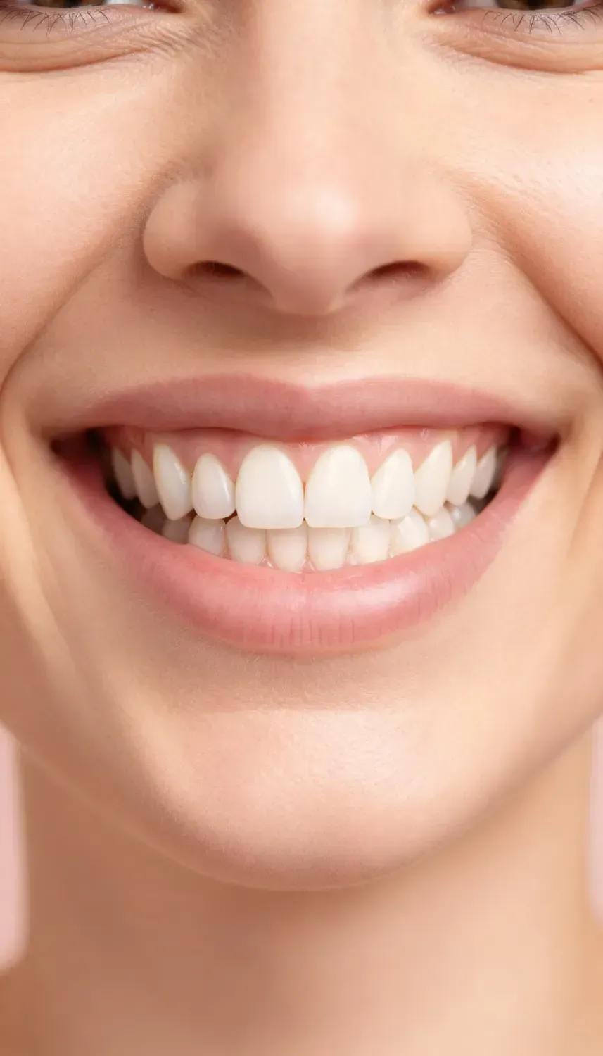 The same woman's smile after dental treatment.