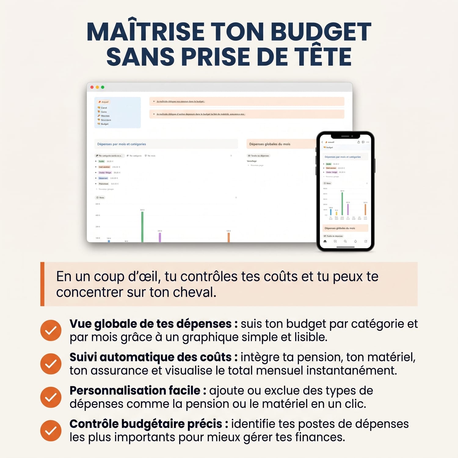 La vue budget du template Equi-Life
