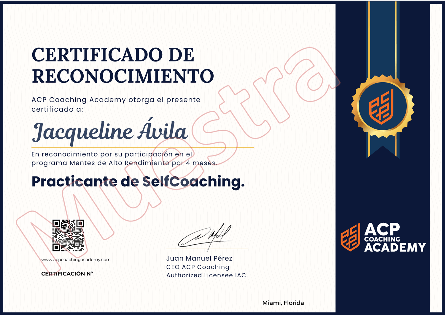 Certificado Practicante de Self Coaching