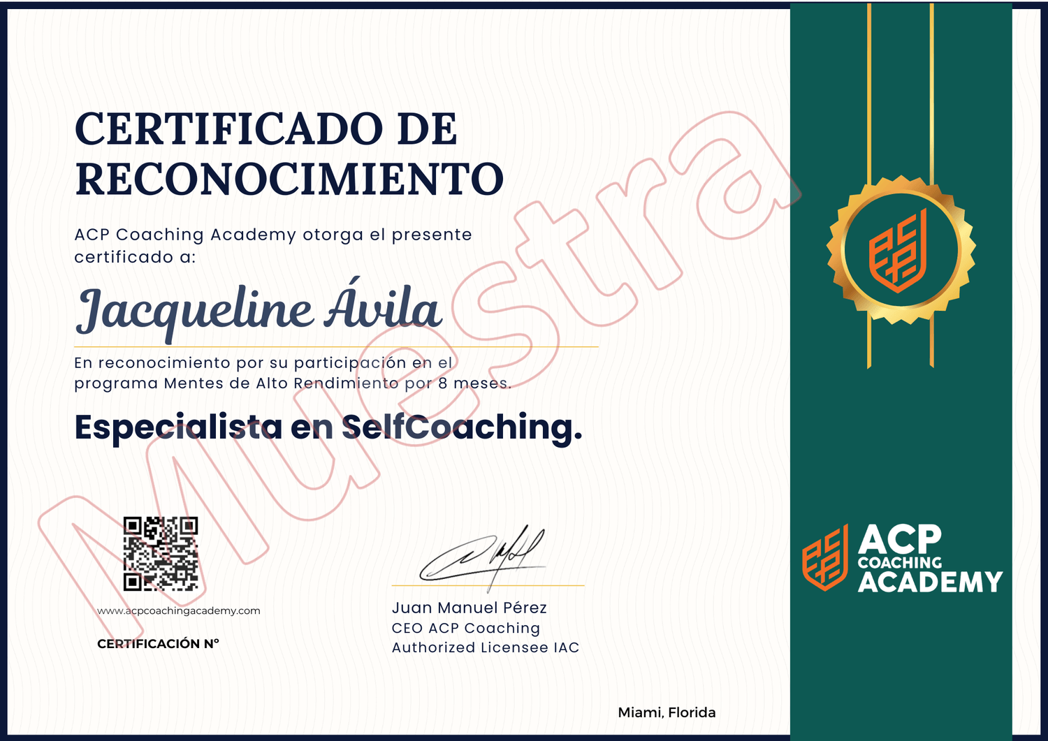 Certificado Especialista de Self Coaching