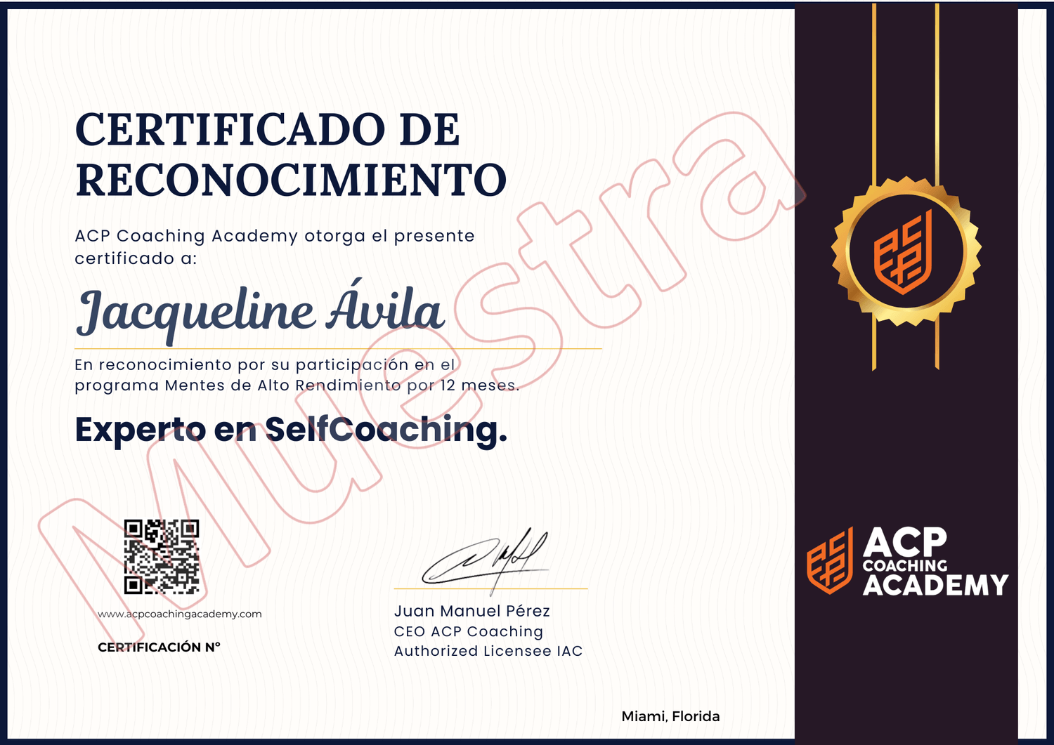 Certificado Experto de Self Coaching