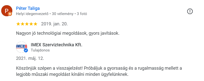 Ügyfélvélemények a Google platformon
