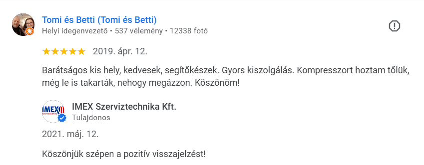 Ügyfélvélemények a Google platformon