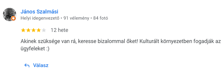 Ügyfélvélemények a Google platformon