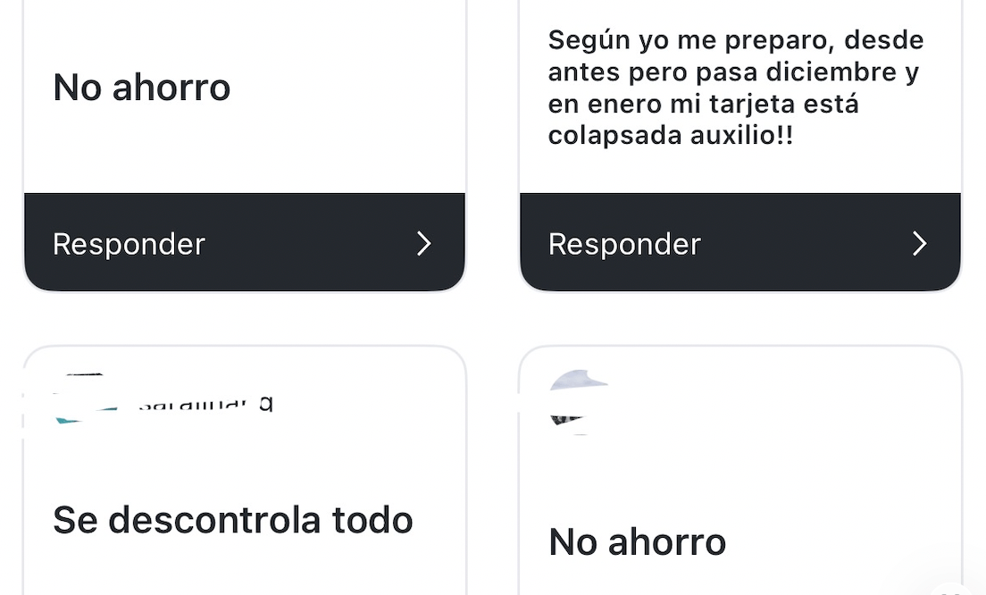 Respuestas reales: no ahorro, se descontrola todo, tarjeta colapsada