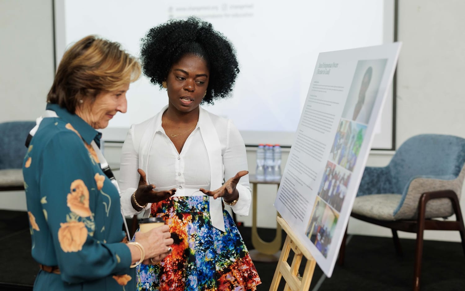 A young woman speaking confidently to a group