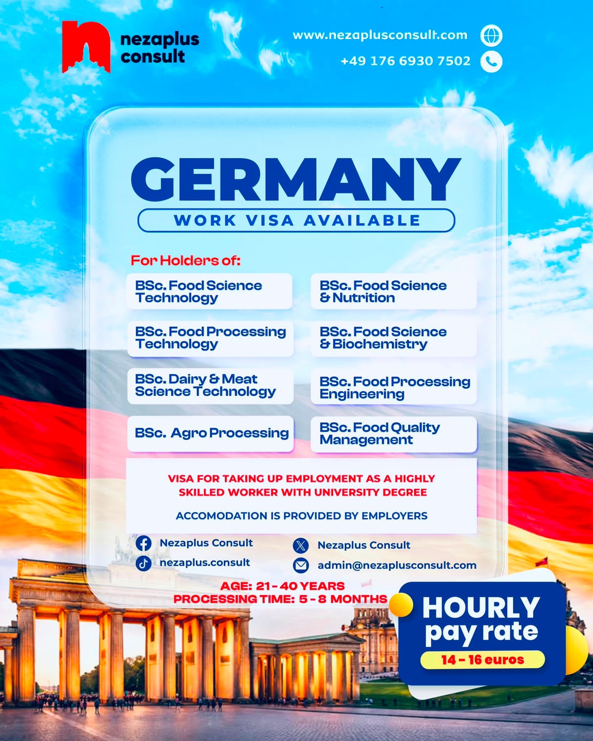 Germany Food Science skilled work visa programme flyer