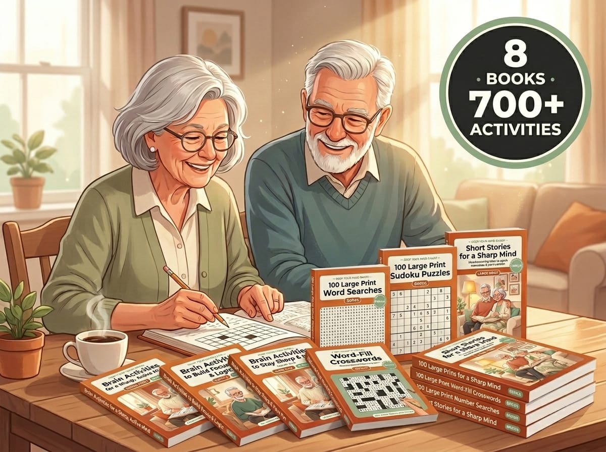 8 large-print activity books for seniors, 700+ activities