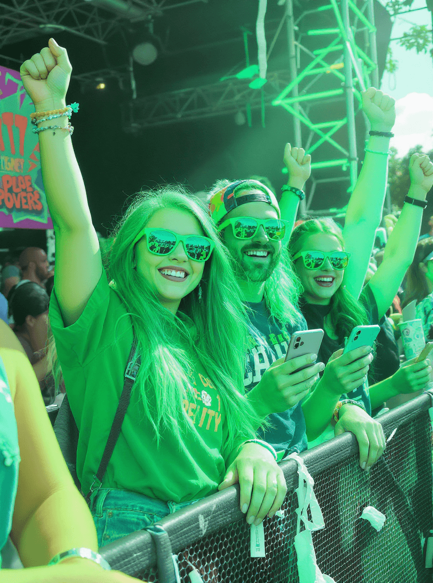Happy patrons at an outdoor festival