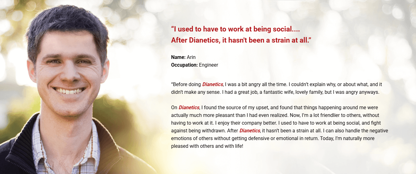 Dianetics found source of my upset - I am not angry all the tim