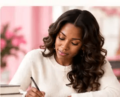 Woman writing for PublishHER 360
