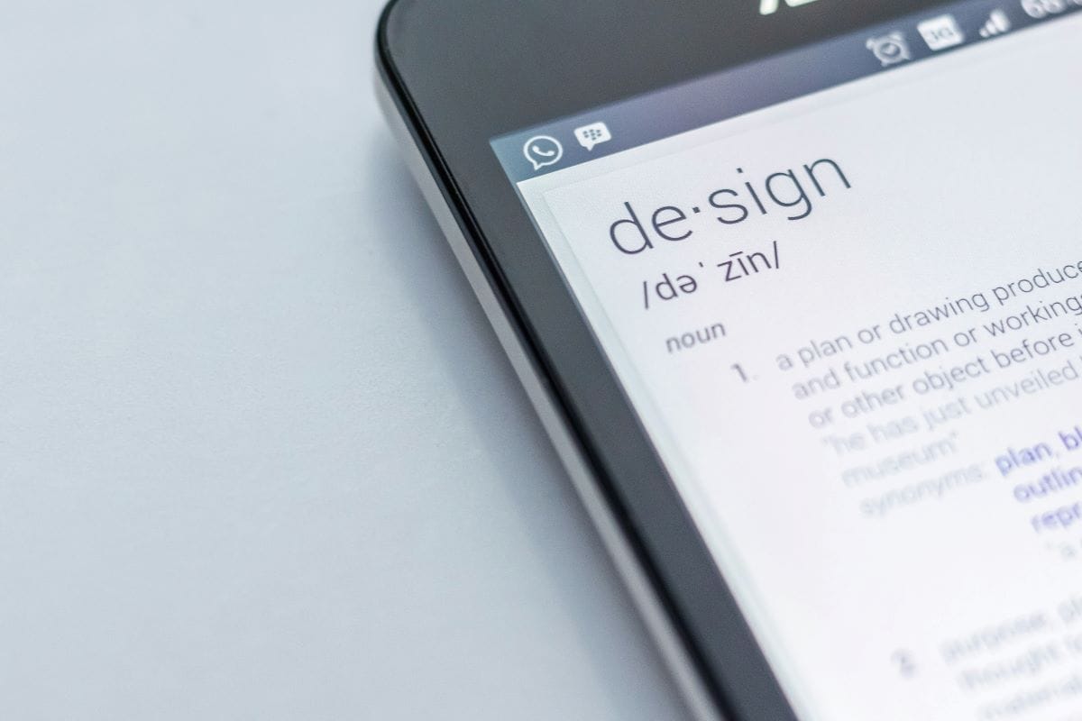 smartphone with definition of design on the screen