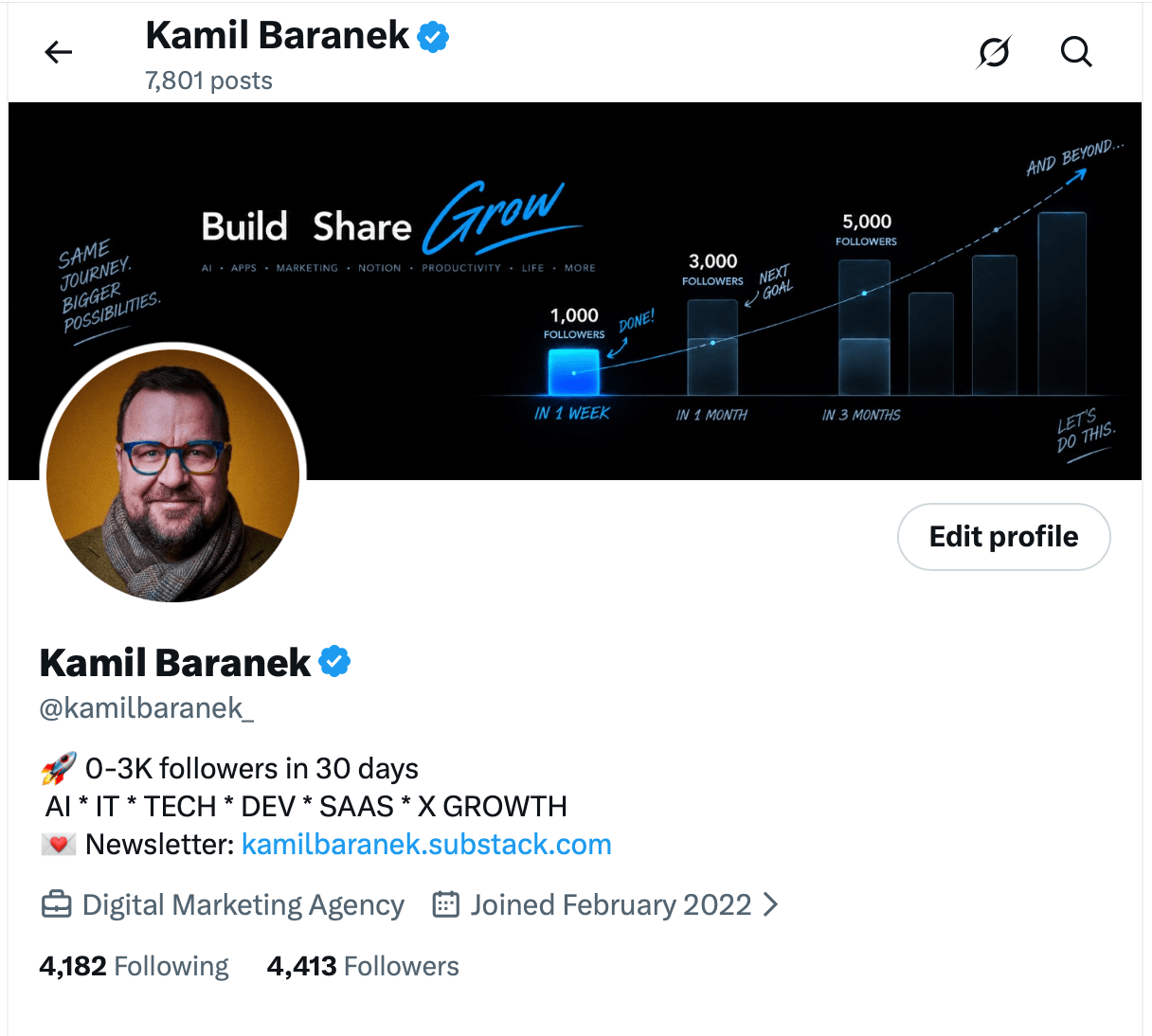 Kamil Baranek's X profile, showing 4,413 followers in the screenshot included in the playbook