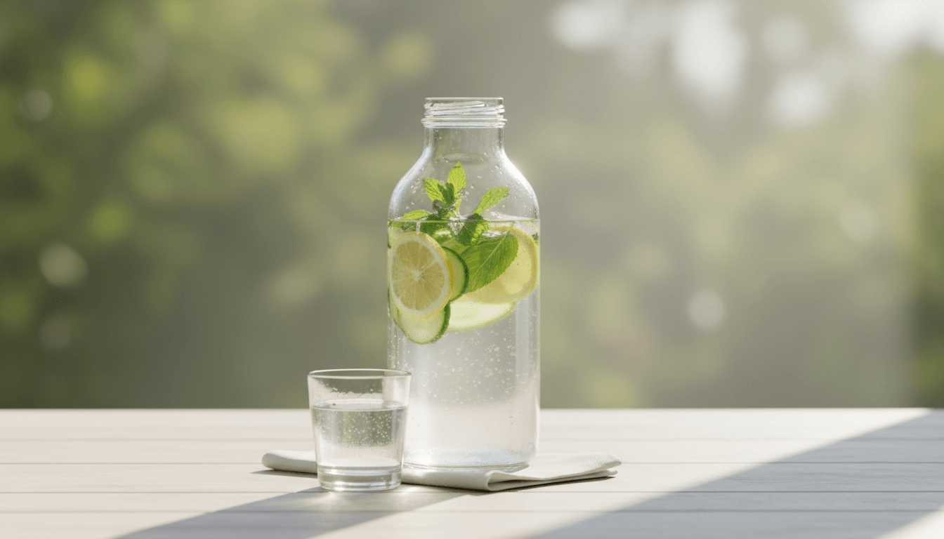 Image bouteille d'eau avec menthe et citron pour la détox