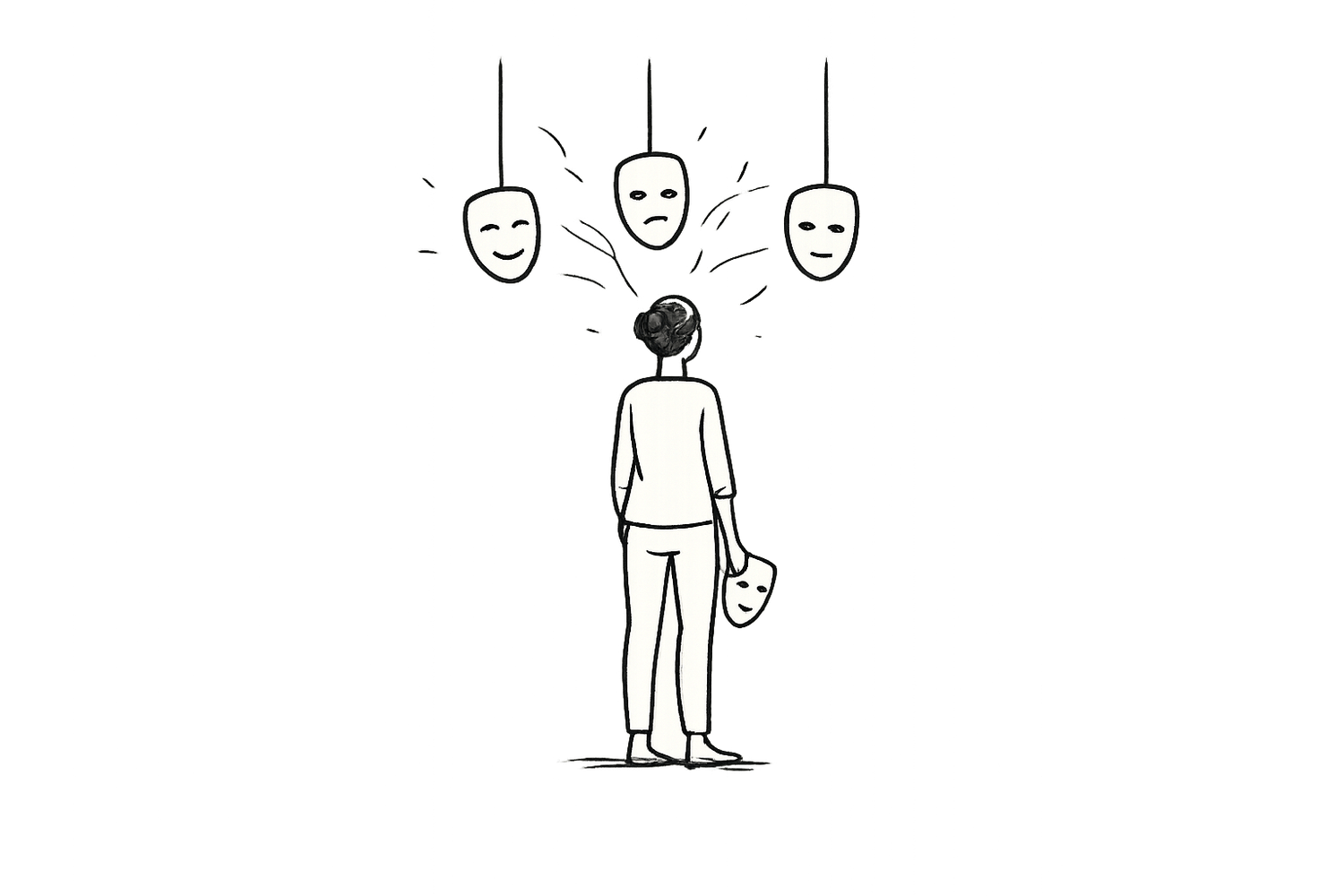 Illustration au crayon : une personne face à elle-même