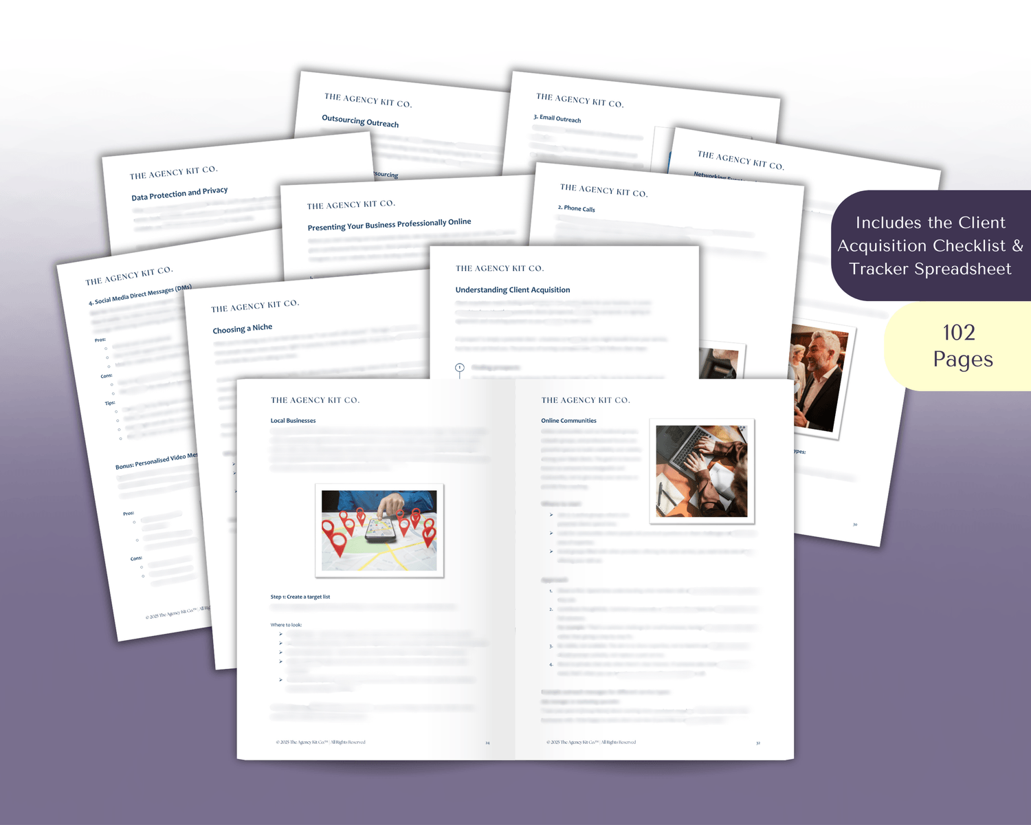 Client Acquisition Playbook – product mock-up by The Agency Kit Co