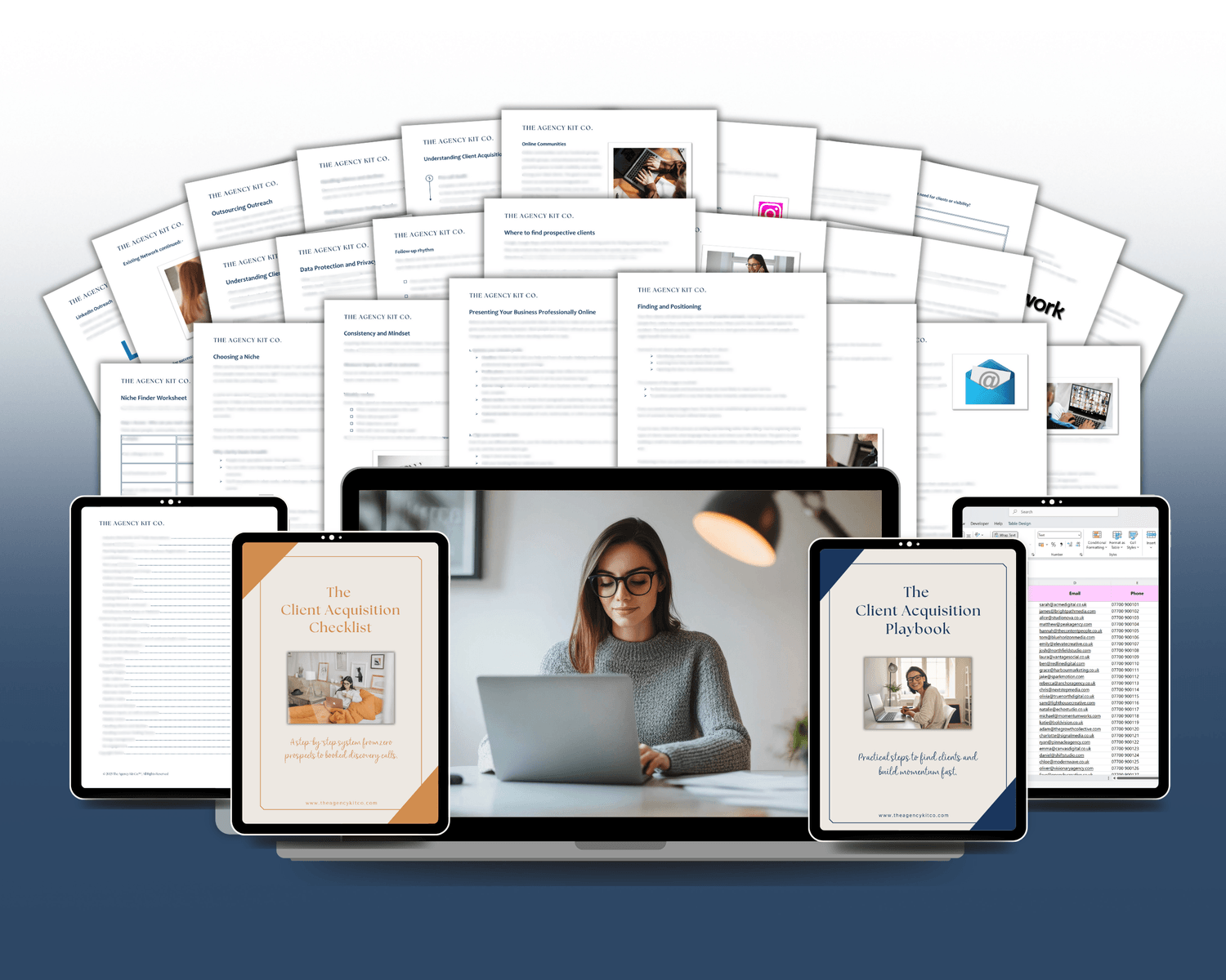 Client Acquisition Playbook – full product mock-up by The Agency Kit Co