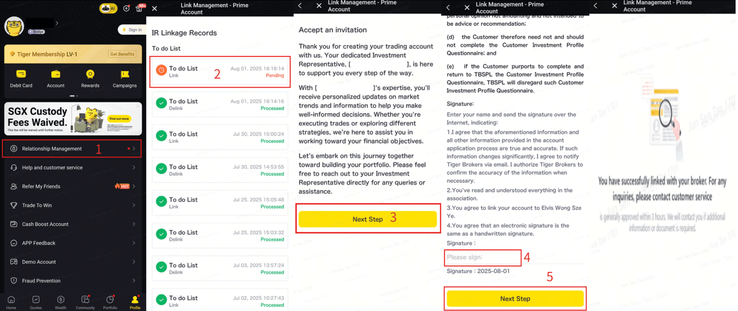 Mobile App - Link Management Approval