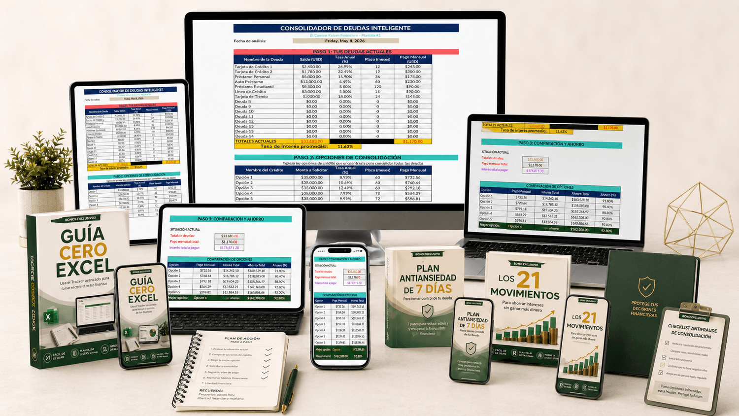 Mockup principal del Tracker de Deudas Inteligentes